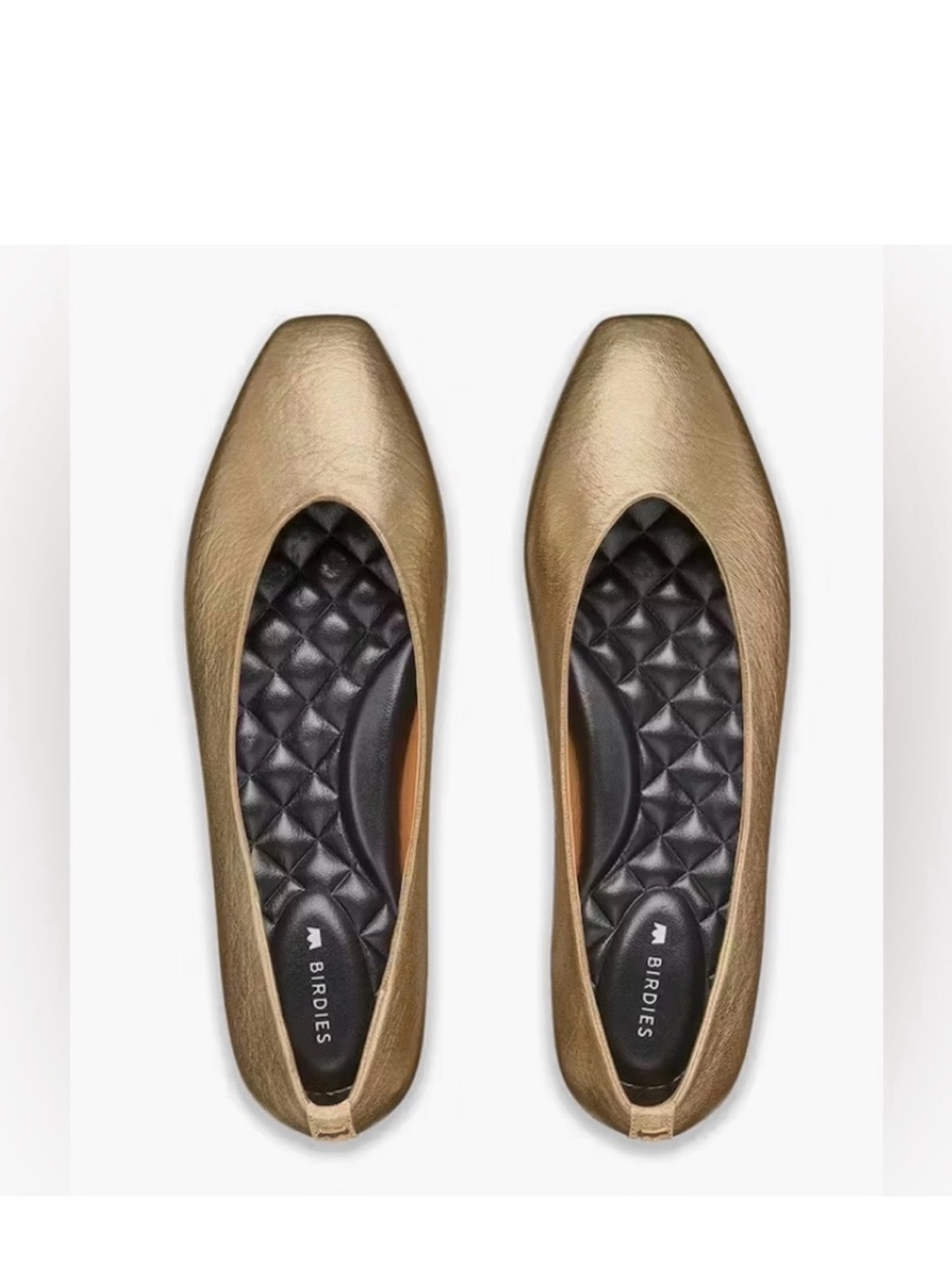 Birdies The Crane Gold Metallic Leather Flats Size 8